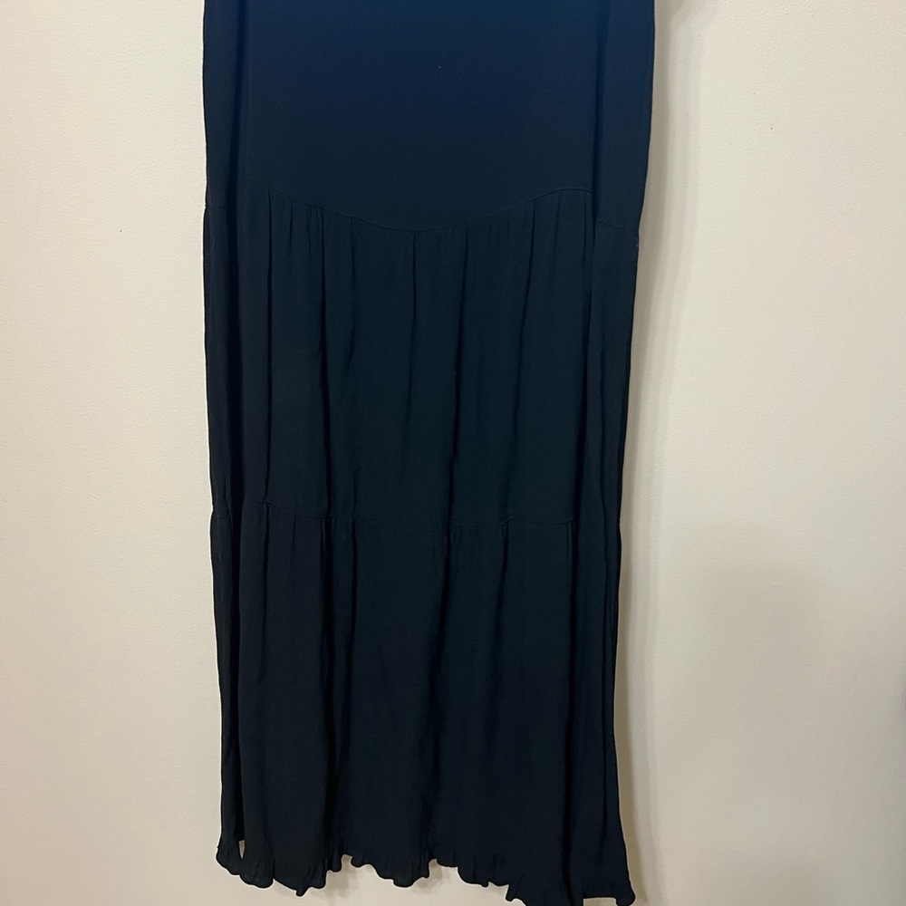New York & Company Black Maxi A-Line Ruffled Skirt